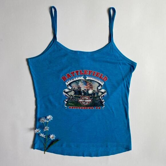 Y2K blue Harley Davidson tank top - Picture 2 of 6